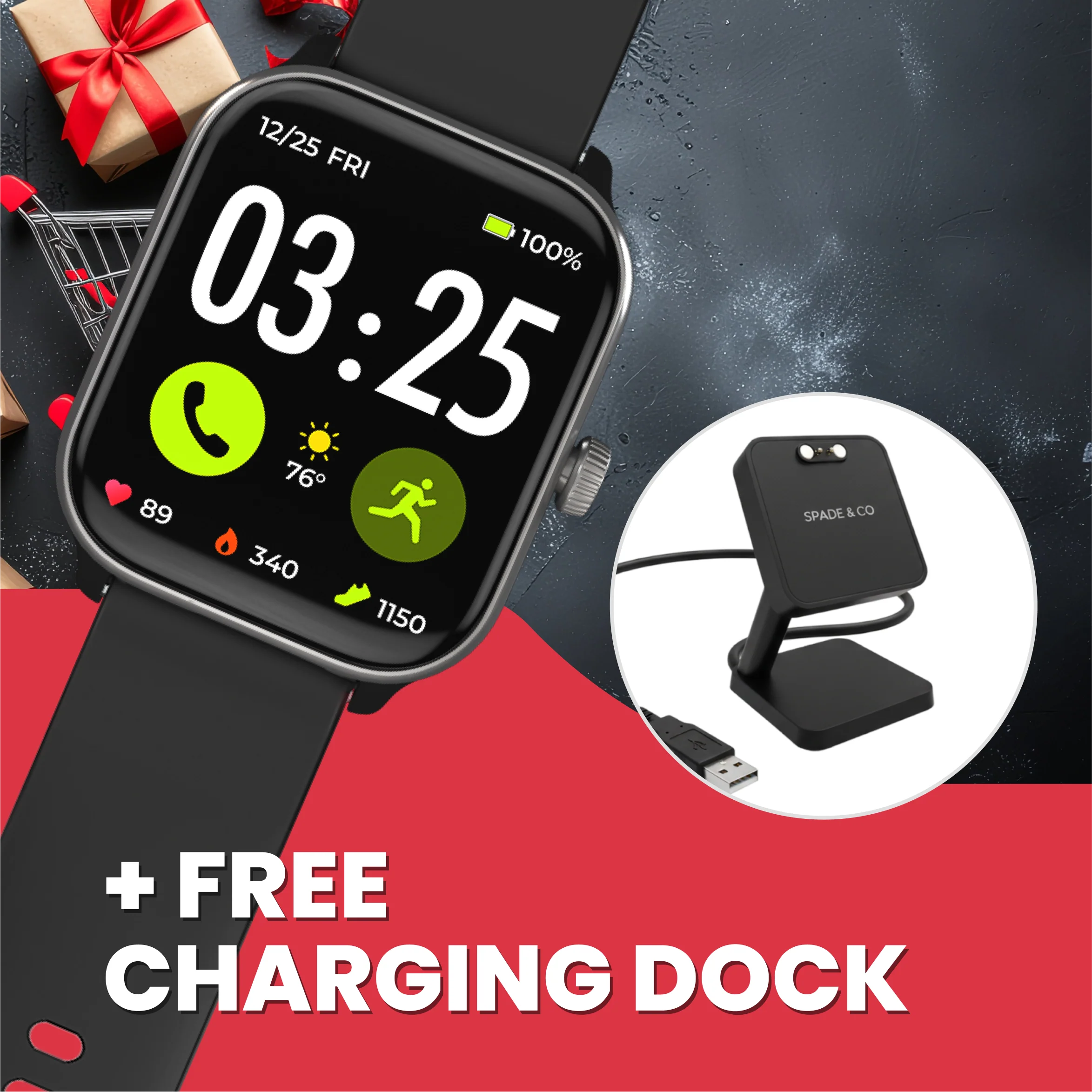 Health Smartwatch 4 + Free Charging Dock - Image 2
